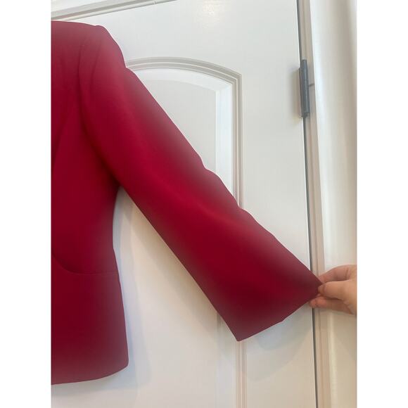 TAHARI Red with Three Black Button Closure Dress Suit Jacket Blazer - Picture 5 of 7